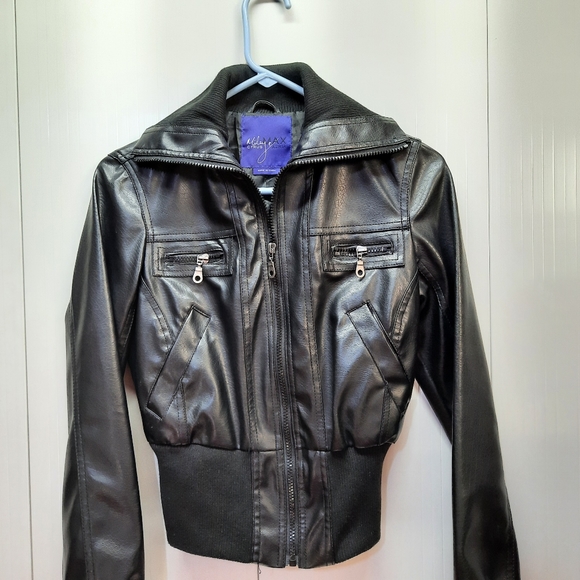 Miley Cyrus Max Azria Faux Leather Girl's Jacket Black size S - Picture 1 of 16